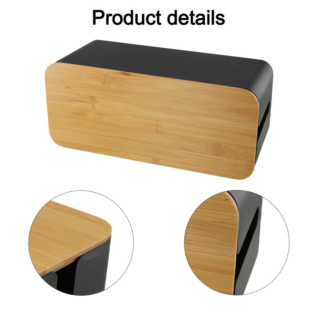 Cable Storage Box Large Cable Organiser Box With Wooden Lid For Cables Management Box Home Cable Winder Organizer