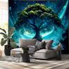 2D Enchanted Forest Tree Tapestry Cosmic Starry Background Cloth