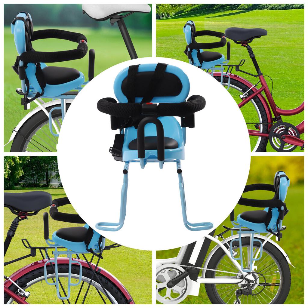 Child Bike Seat Rear Mounted Bicycle Carrier with Safety Harness & Removable Guardrail