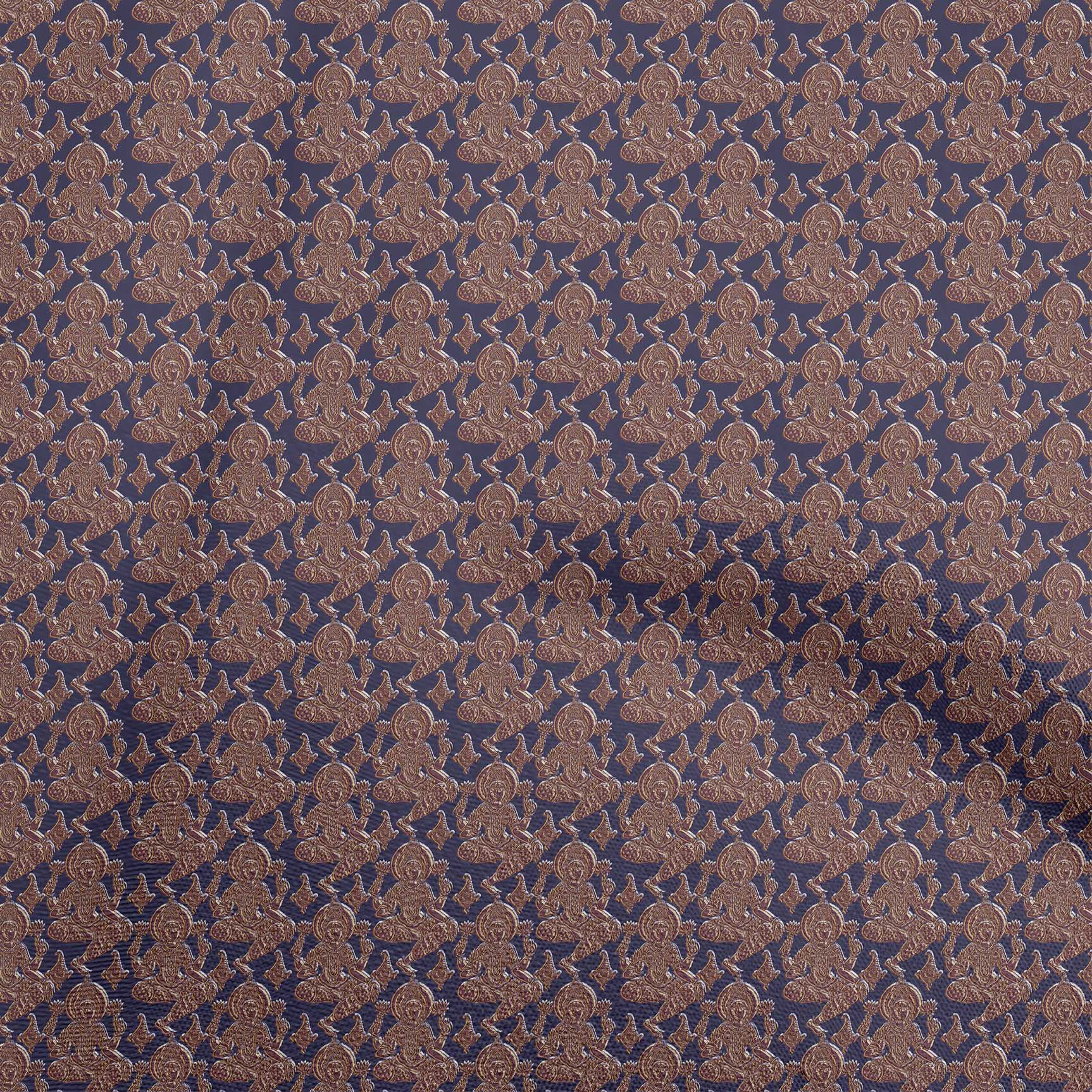 

oneOone Cotton Poplin Blue Fabric Kalamkari Fabric For Sewing Printed Craft Fabric By The Yard 42 Inch 42 Inch Wide - Viscose Chiffon Фіолетовий