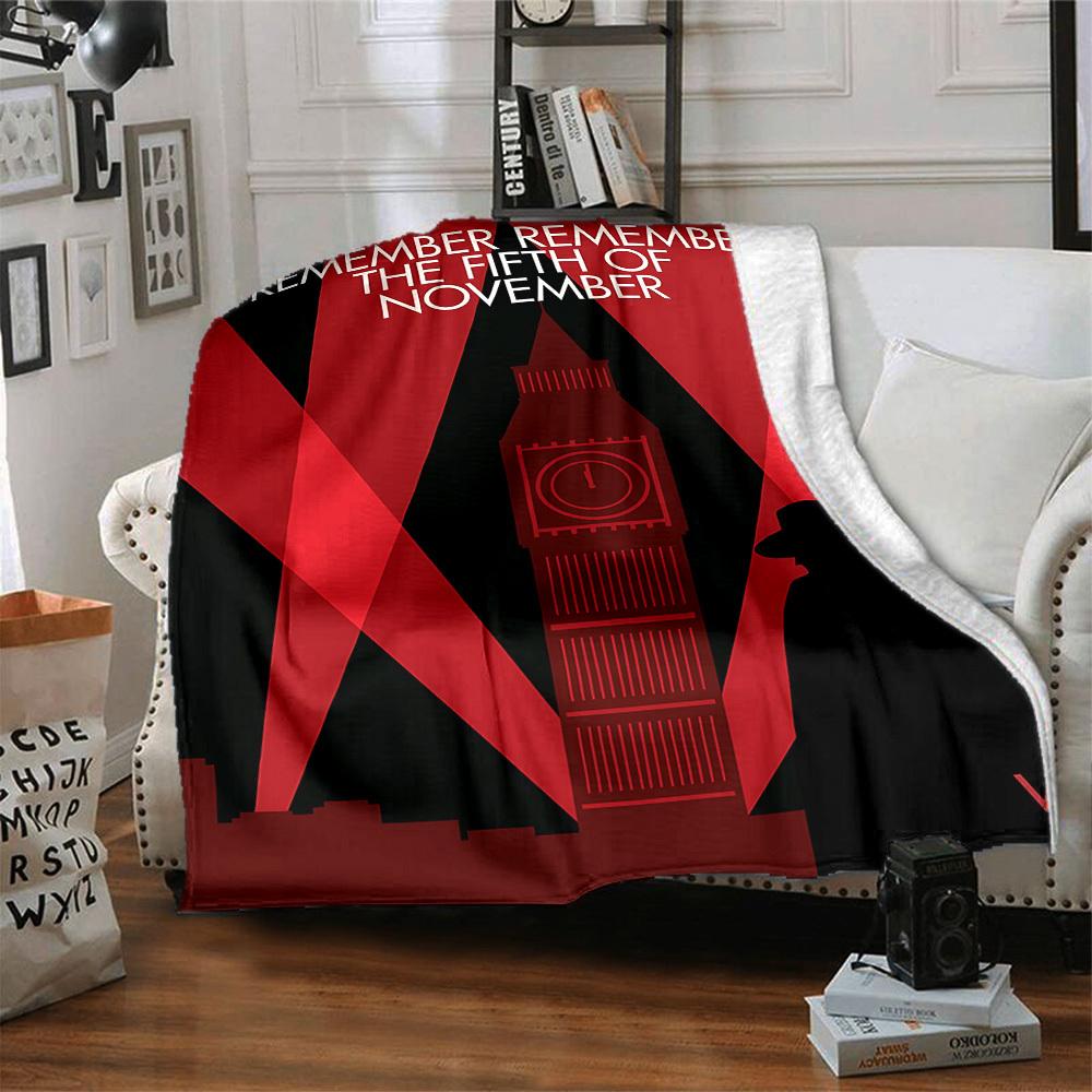 1pc V for Vendetta Flannel Throw Blanket - HD Printed Lightweight Soft Warm All-Season Blanket for Sofa, Bed, Travel, Camping 105