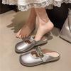 Beautiful French Flat-bottomed Bag Head and Half Slippers for Women's Summer Wear 2025 Summer New Evening Wind Mary Jane Cool Slippers