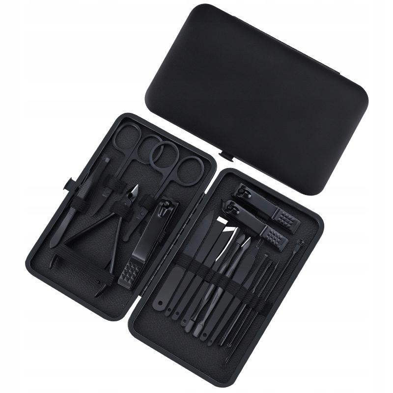 Manicure Pedicure Face Travel Set 18 Pieces Xxl Matte Black