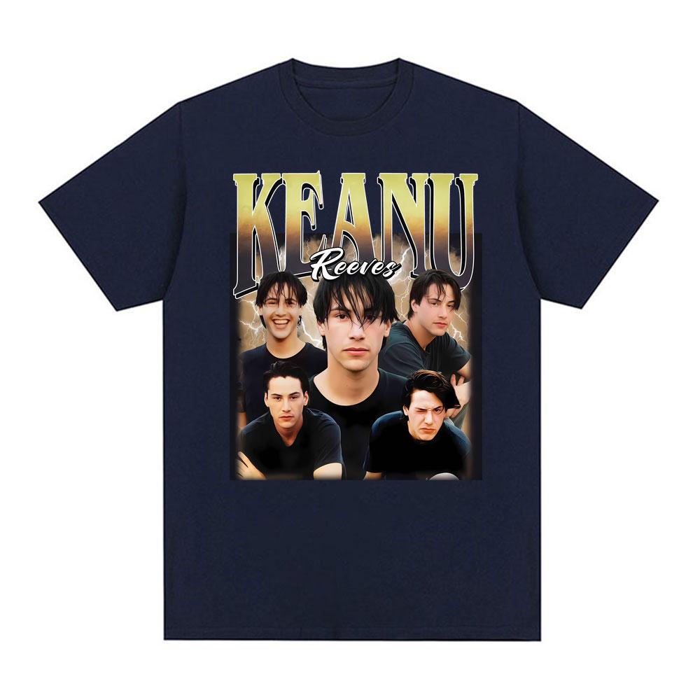 Keanu Reeves Vintage 90er Jahre Print T-Shirts Unisex Damen Mode Hip Hop T-Shirt Hohe Qualität Übergroßes Kurzarm T-Shirt Streetwear