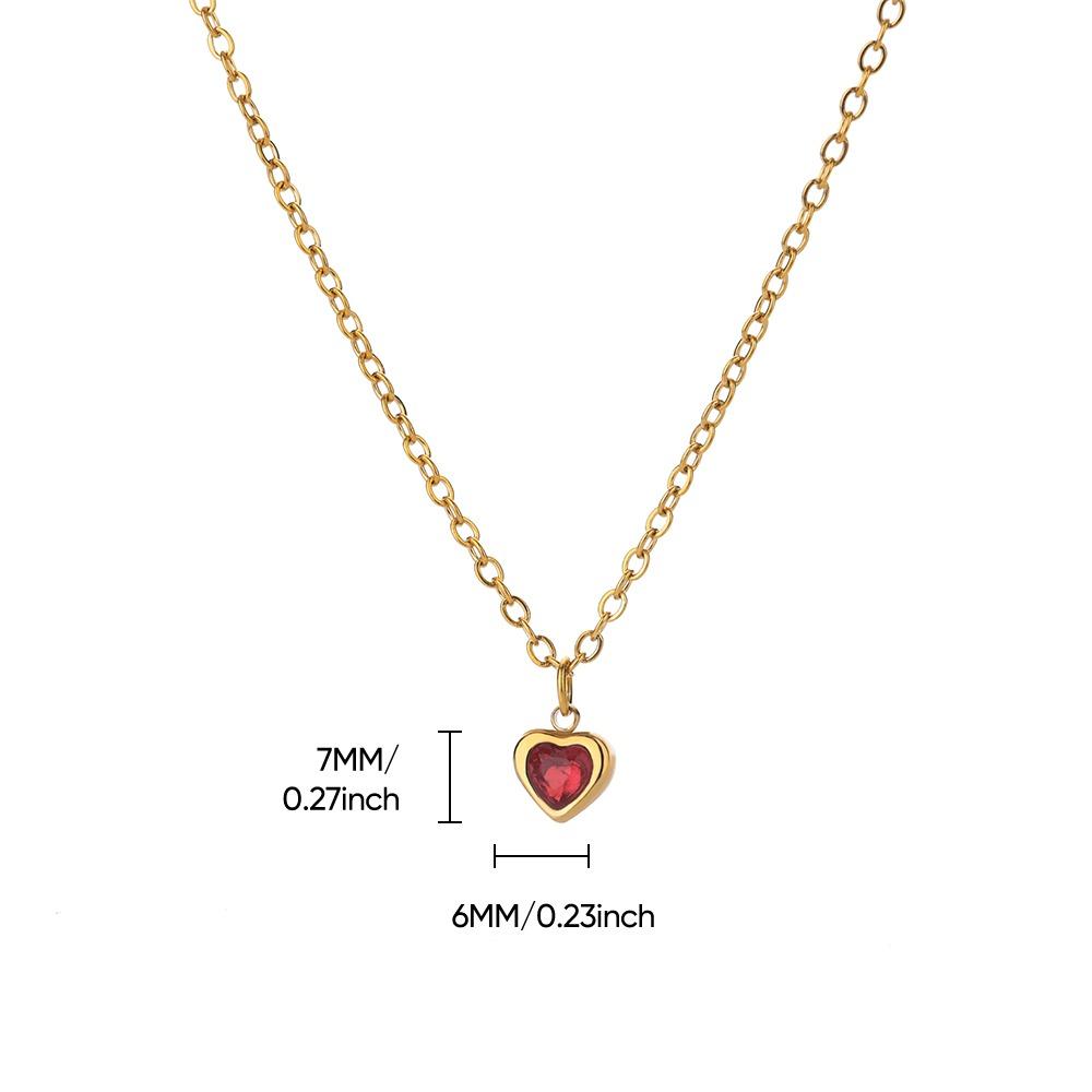 Stainless Steel Birthstone Heart Necklace For Women Gold Color Chain Heart  Necklace Wedding Jewelry Birthday Gift Bijoux Femme