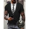 Fashion Men's T-shirts 3d Print Suit And Tie Pattern Plain Short Sleeved T-shirt For Men's Clothing High Street Streetwear Tops