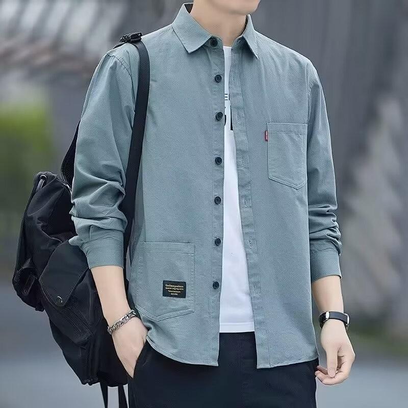 Camicia da ragazzo casual, ampia e tinta unita