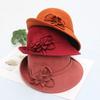 Autumn And Winter New Women'S High-End Banquet Top Hat Elegant Flower Pot Hat Felt Hat Half Roll Versatile Woolen Hat