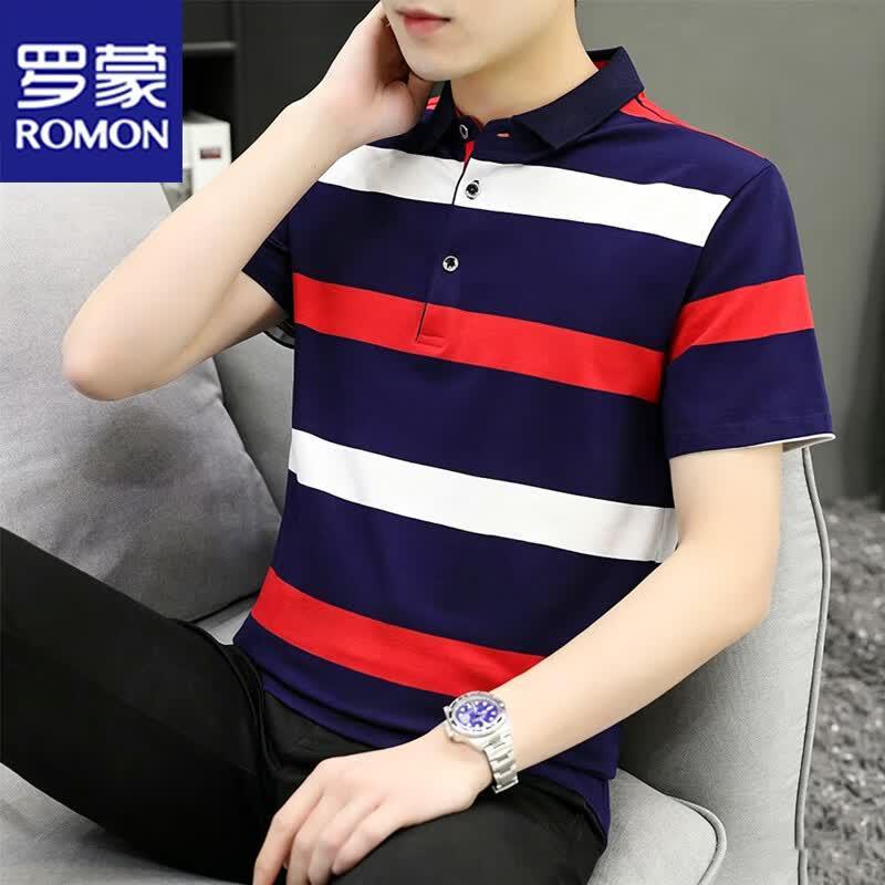 

ROMON Men s Striped Polo Shirt 2XL