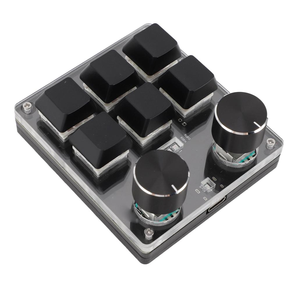USB Mini 6 Key Keypad with 2 Knob Red Switch Programmable Custom Mini Macro One Handed One Handed Keypad Keypad for Game