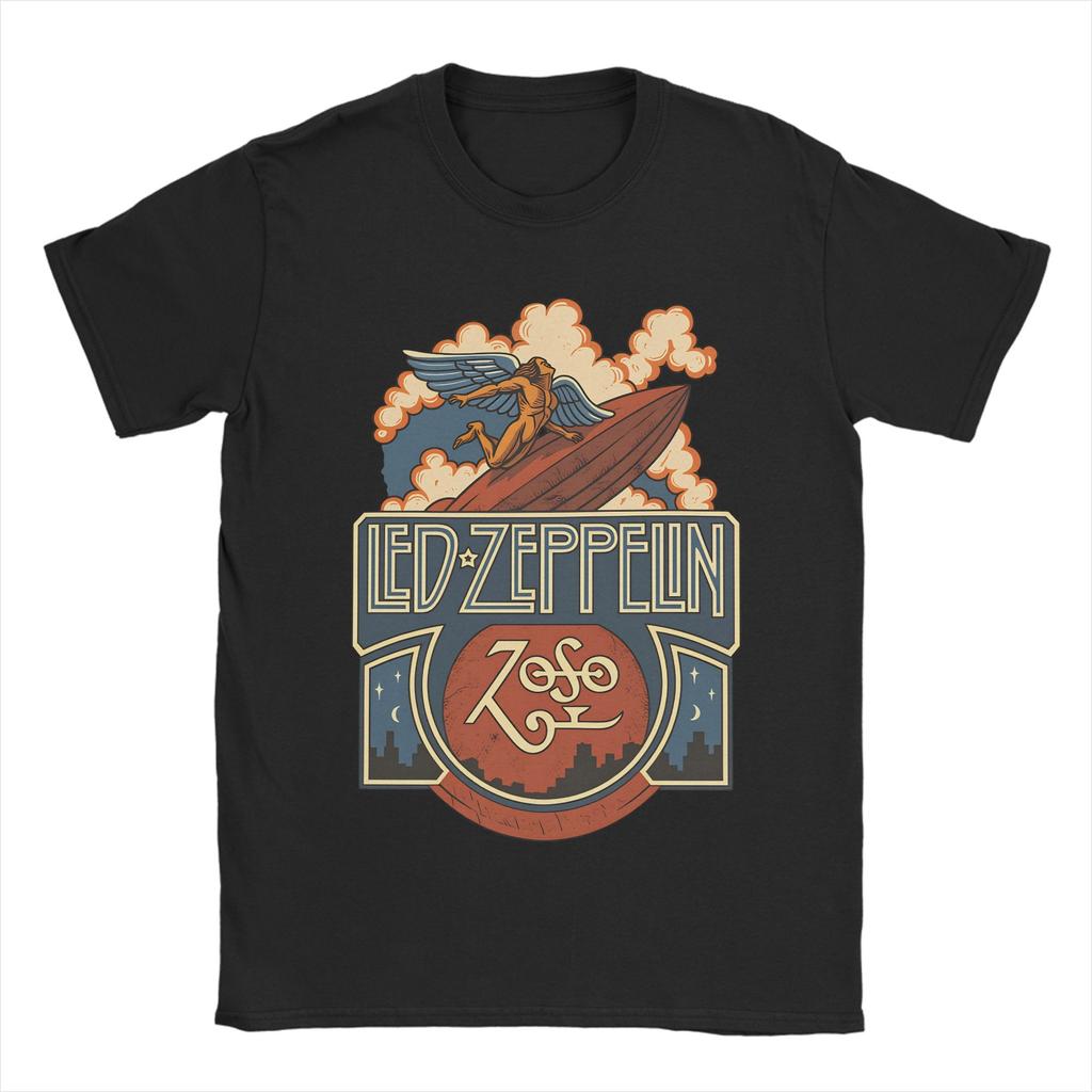The Mother Ship Led Zeppelin TShirts Men  Vintage 100 Cotton Tees Round Collar Short Sleeve T Shirts Plus Size Tops