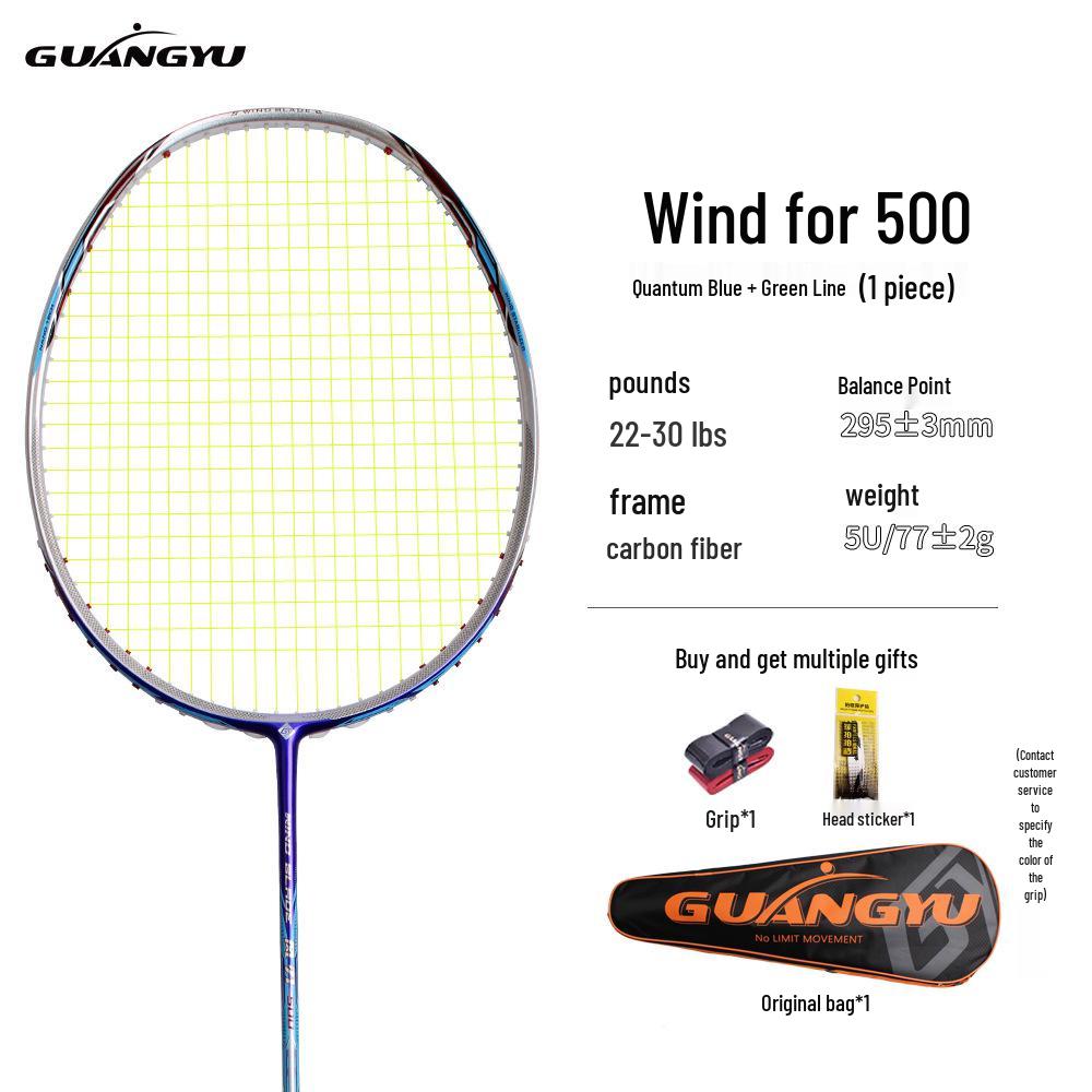 Wind Blade 500 Carbon Fiber Badminton Racket, Speed Offensive 5U, Unisex Professional.