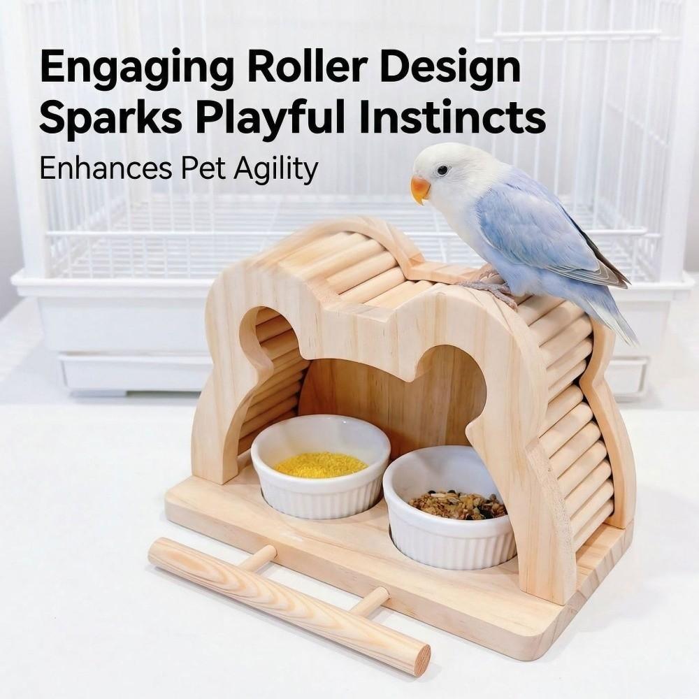 Large Capacity Bird Feeding Station Bite Resistant Bird Perch Food Dispensers  Parrot Cage