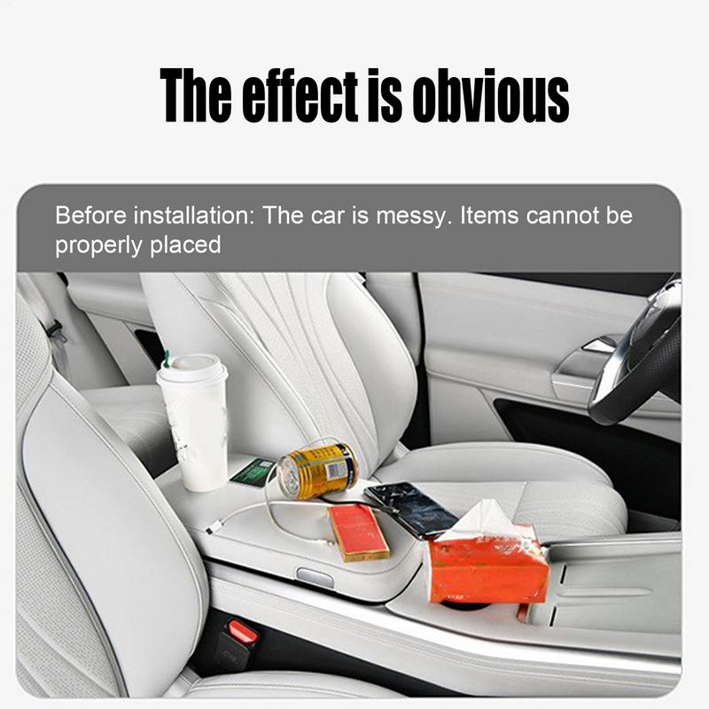 Car Armrest Mat Center Console Arm Rest Protect Cushion With Wireless Charging Phone Holder Cup Holder For Water Bottle Drinks