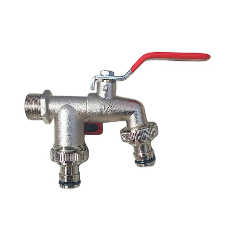 Brass Dual Outlet Faucet 1/2'' Threaded Connection Multifunctional Durable for School Dormitory Sink Use