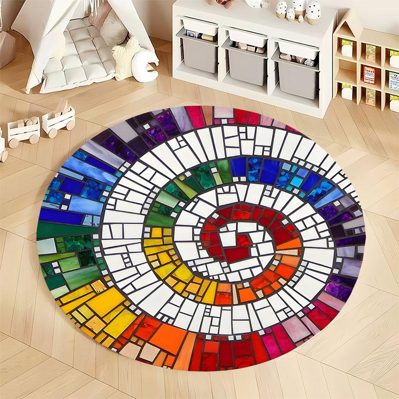 Colorful Mosaic Spiral Rug for Modern Living Rooms round carpet for home sofa bedroom, gift