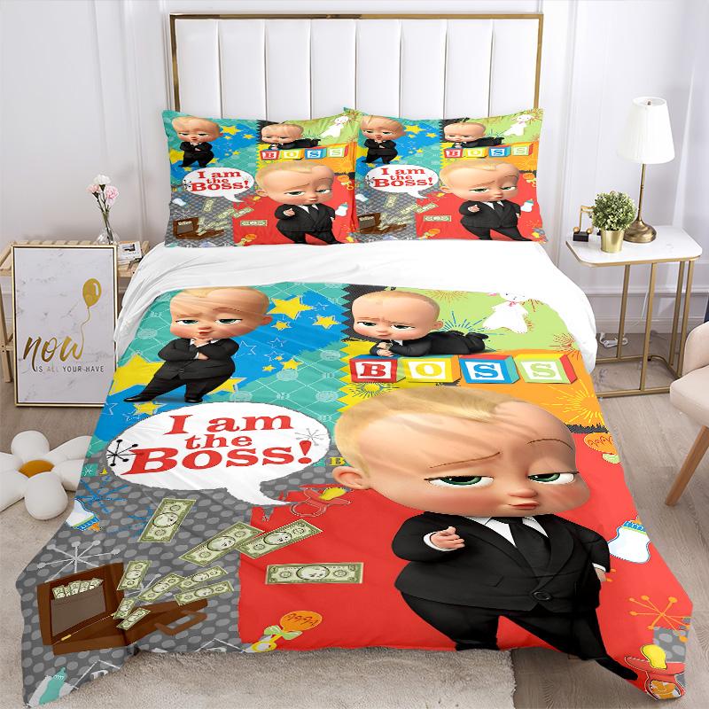 Boss Baby Celebration Print 3Pcs Bedding Setduvet Cover With 2 Bedropillowcase Home Birthday Gift
