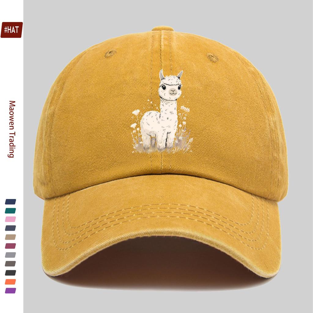 Pc Niedliche Alpaka-Print Baseballkappe Mode Trucker Papa Hut Bequeme Leichte Kopfbedeckung Verstellbarer Riemen Papa Hut Lässig