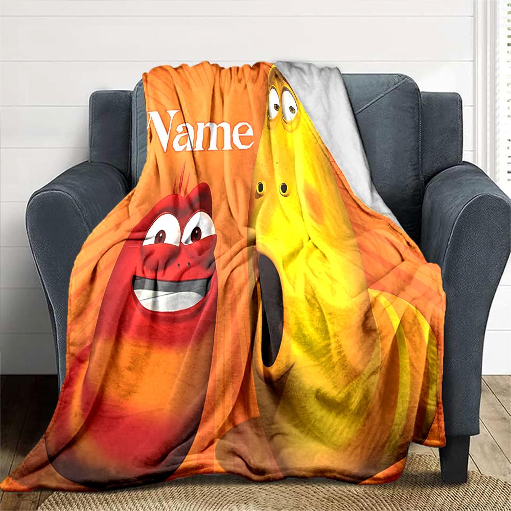 Customiz Name Personality Larva Blanket Soft &Warm Sofa Office Bed Travel Lunch Break Blanket, Gift Suitable All Seasons