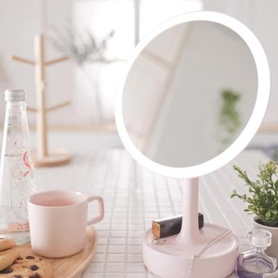 Specchio Rosa Fiore di Ciliegio Banana Luce LED Grande per Allattamento Luce d'Ambiente Specchio Contenitore per Cosmetici