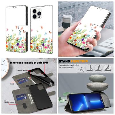 Flower Butterfly Pattern Shockproof Card Slots PU Leather Wallet Phone Case for iPhone,Samsung,Huawei,Xiaomi,Moto,Oppo,Google,Nokia,LG,Oppo...