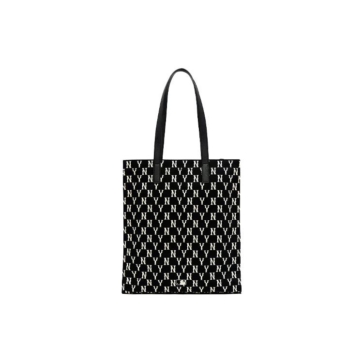 New MLB Monogram Collection Polyester Combo Bag, Tote Bag, Shopping Bag, Shoulder Bag, Handbag Women's Black 3AORL011N-50BKS
