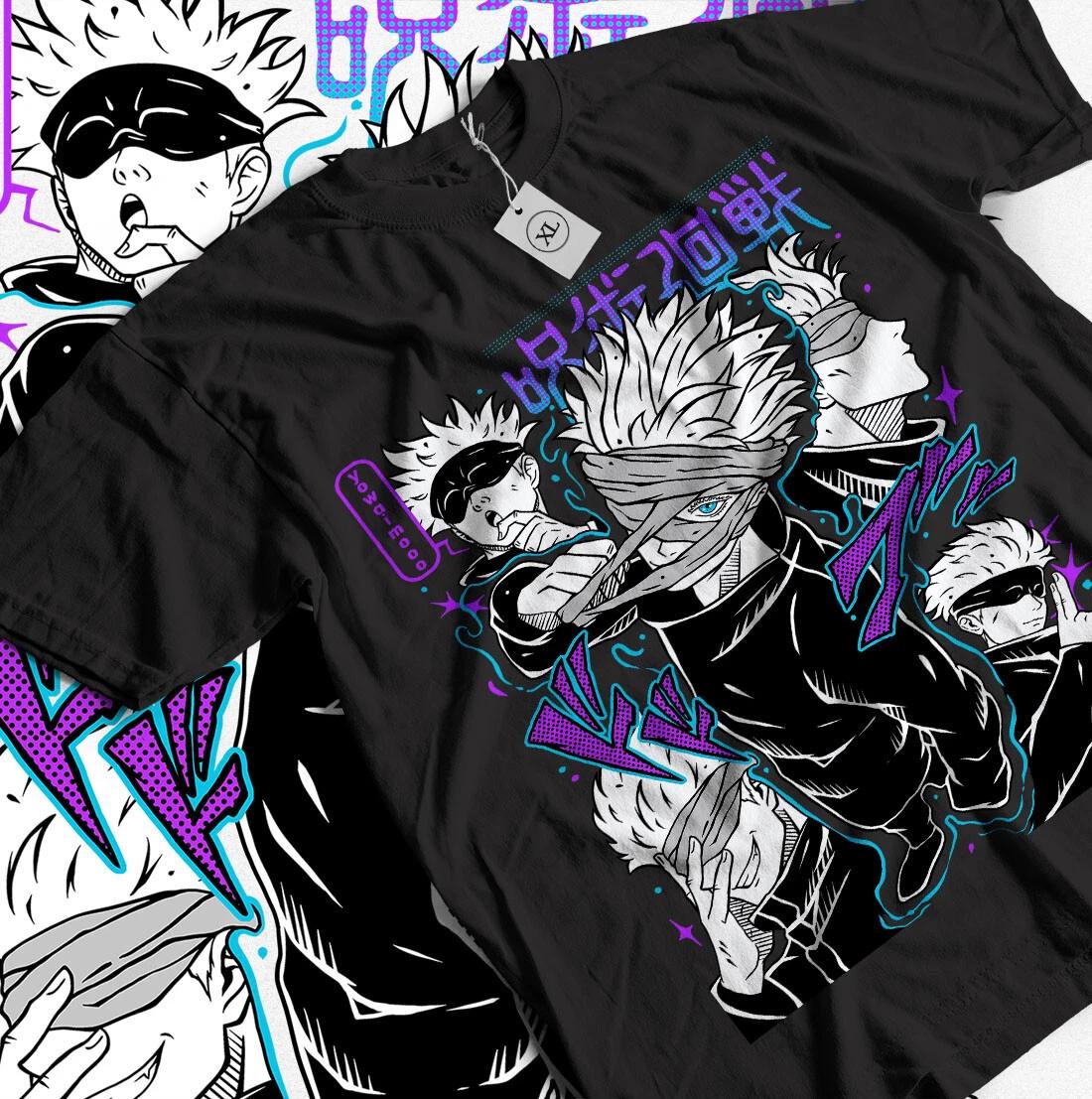 

Gojo Satoru T-Shirt Jujutsu Kaisen Mahito Anime Horror Funny Gift Shirt All Size 2XL