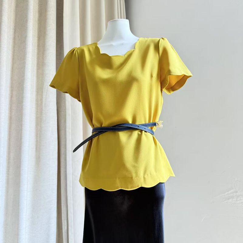 

Нарядные пуловеры прямого кроя с круглым вырезом и короткими рукавами Yellow 16