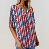 Women's T Shirt Tee Independence Day Print Button Short Sleeve Daily Weekend Fashion Basic V-Neck Regular Top