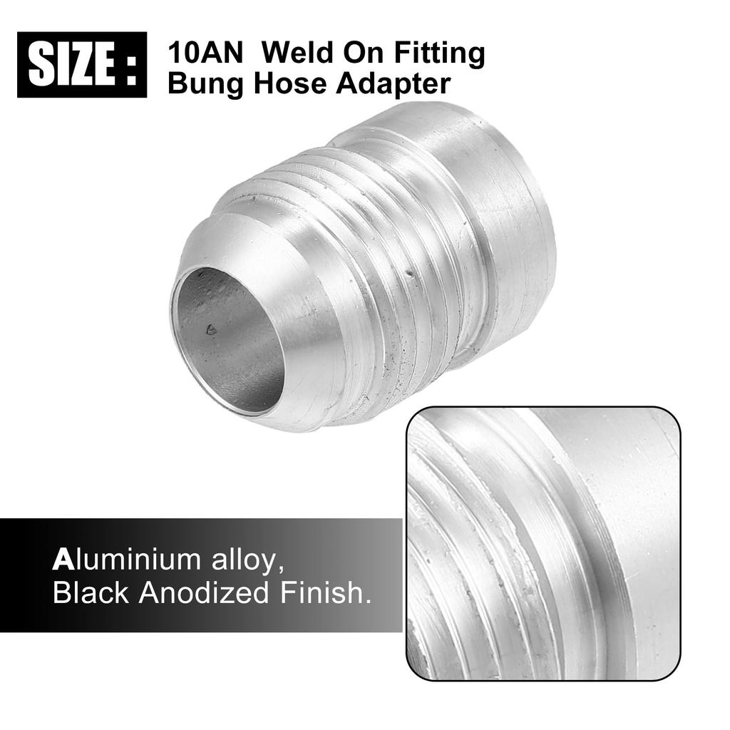 uxcell Car Auto 10AN Male Welding Fitting Plug Hose Adapter, Fuel , Aluminum Alloy, Silver Tone, 4 Pieces