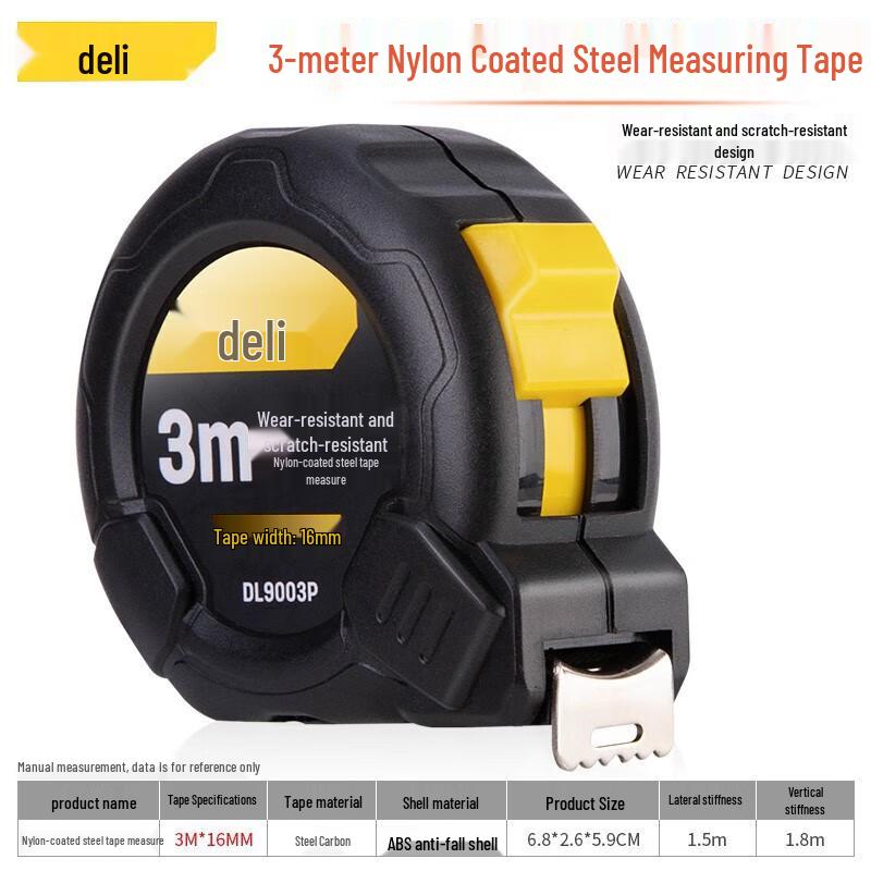 Deli High-Precision Nylon Coated Steel Tape Measure