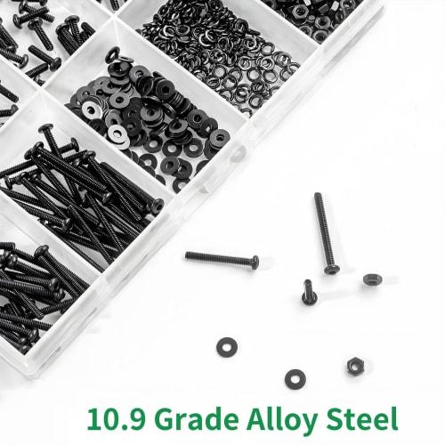 Zmbroll 660pcs M2 Button Head Hex Socket Cap Screws, Fully Threaded Metric Machine Screws, M2x4/6/8/10/12/16/20mm, Mini Screws, 10.9 Grade Alloy Steel