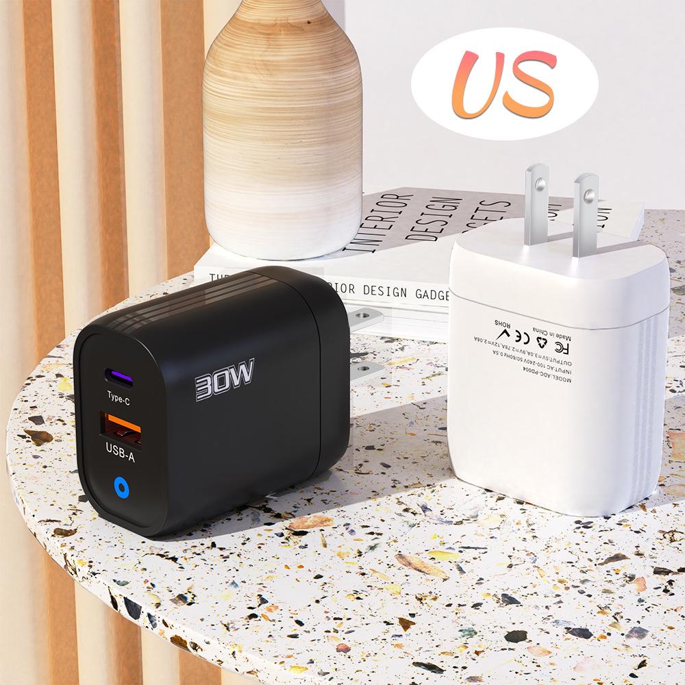 30W Multi-Port USB-C & USB Super Fast Charger with Global Plug Support