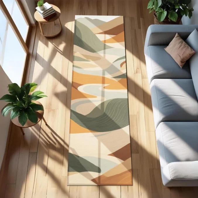 Modern Geometric Pattern Corridor Carpet Colorful Design Ultra Soft Washable Non Slip Stain Mat for Hallway Bedroom Home Decor