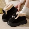 Thick Soled Butterfly Knot Women Cotton Shoes Winter  Warm Furry Outdoor Non Slip Platform Faux Fur Street Girl Snow Boots