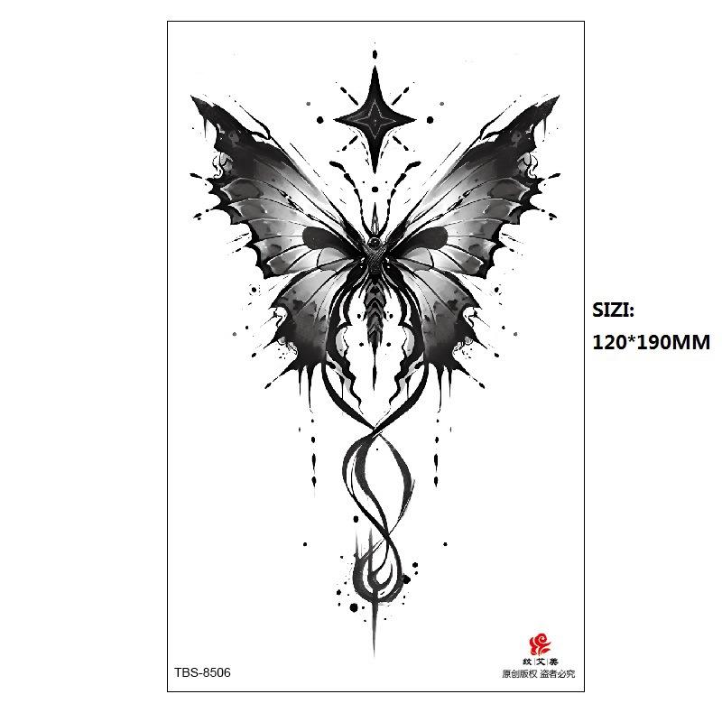 Black Butterfly Owl Sunflower Set Water Transfer Simulation Temporary Tattoo Sticker