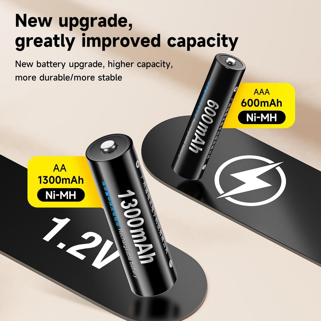 PALO 1.2V AA Ni-MH Battery 1300mah +AAA Rechargeable Batteries 600mah for Toy alarm clock with 8 slots Smart 2A 3A Battery Charger