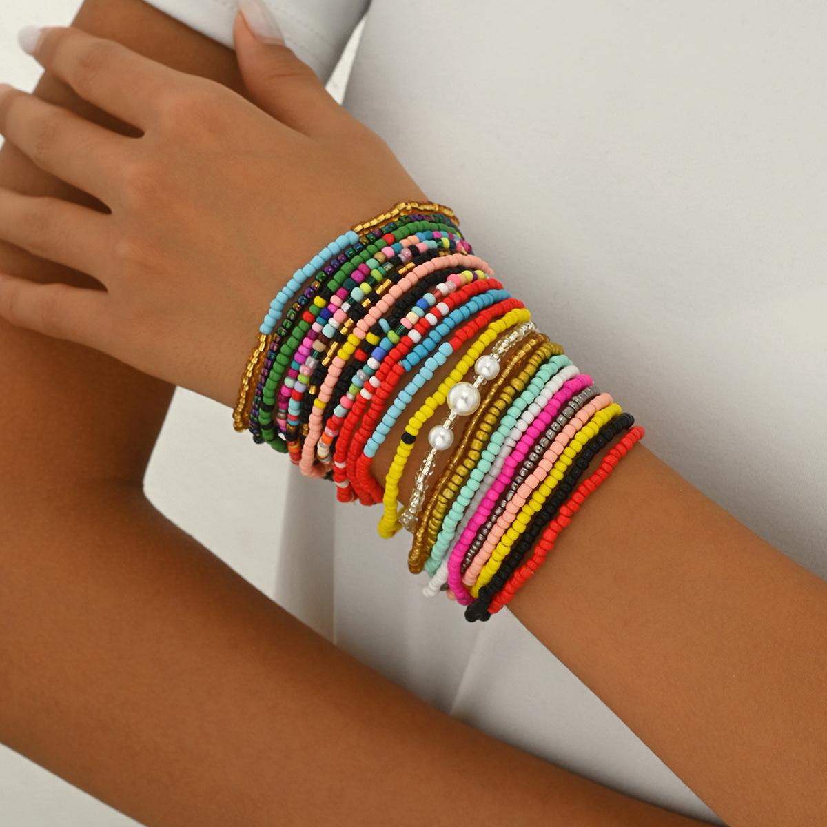 

Женский комплект браслетов из бисера в геометрическом стиле, многослойный плетеный дизайн, высококачественный браслет, универсальное украшение