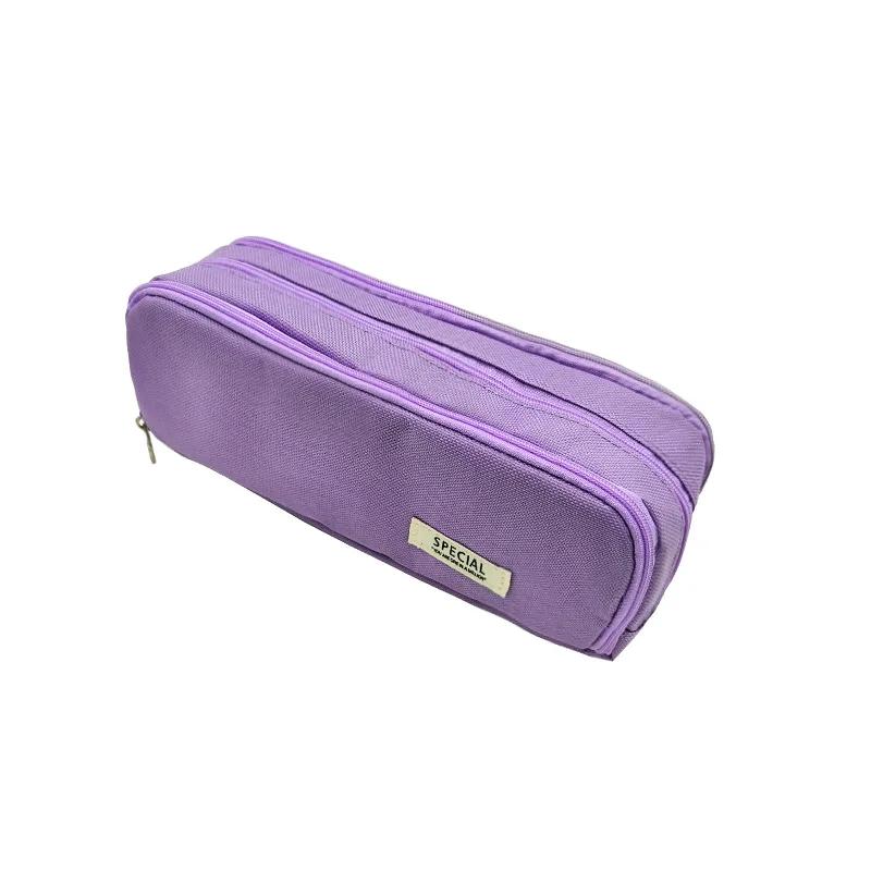 Multi Layer Student Pencil Case Large Capacity Multifunctional Storage Bag Canvas Macaron Colored Stationery Bag Pencil Case