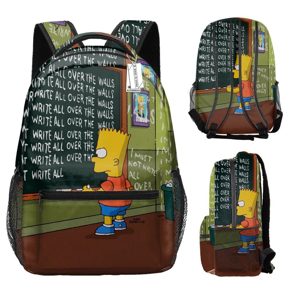 Simpsons Children S School Bag, Primary And Secondary School Students Backpack, Digital Full-Print Double-Sided Pattern Schoolbag Backpack