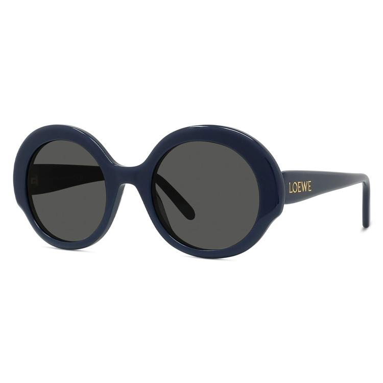 

Loewe Round Slim Sunglasses Shiny Blue/Smoke Unisex Eyewear LW40135I-5290A 52,Blue