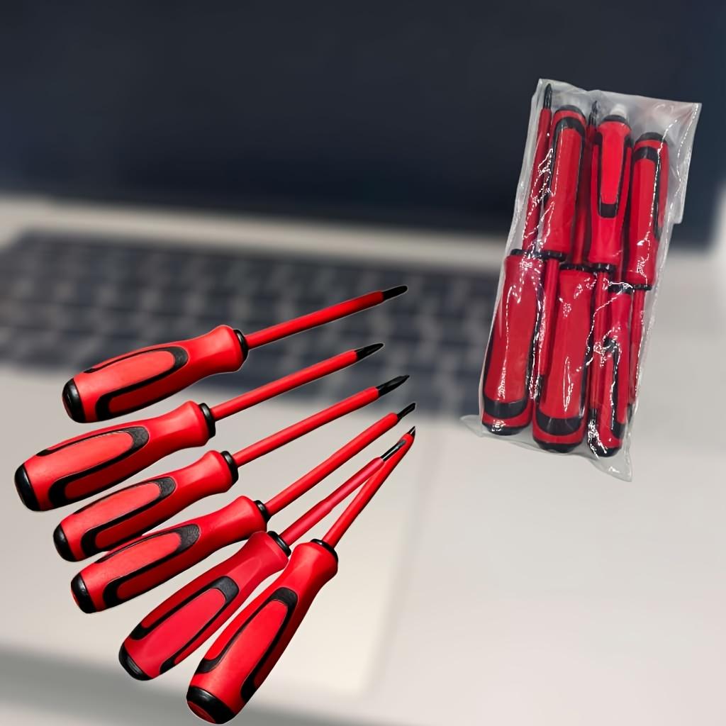 

6pcs All-in-One Magnetic Screwdriver Set, Pivoting Head & Anti-Slip Handle, Strong Tip, Phillips+Slotted Bits