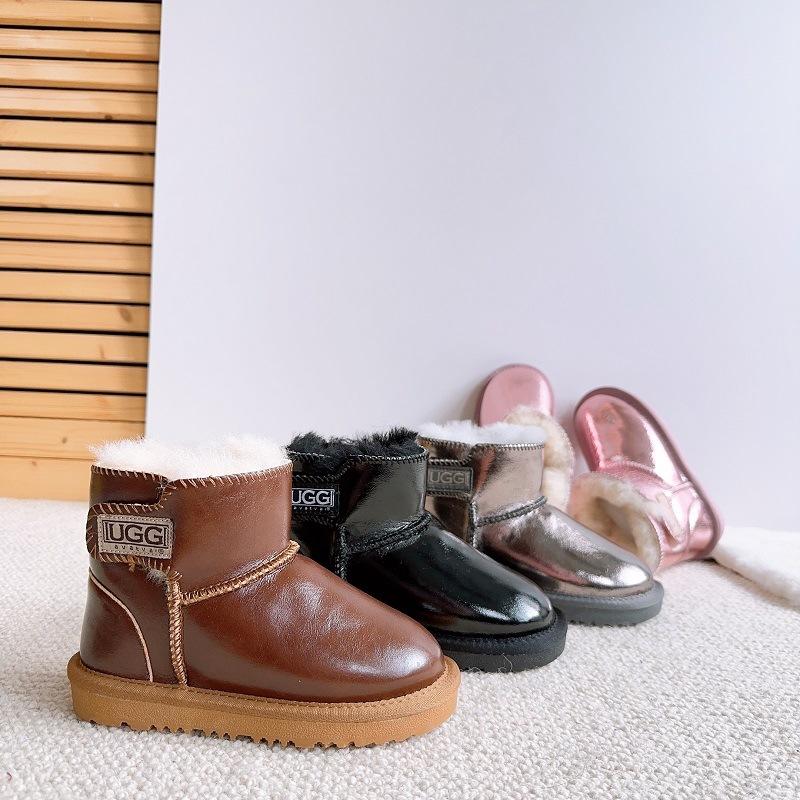 Children's Genuine Leather Snow Boots Sheepskin Fur Integrated Short Boots Waterproof Non-slip Cotton Shoes