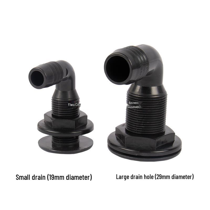 90° Marine Sewage Drain Outlet for Yacht Hull - Black/White