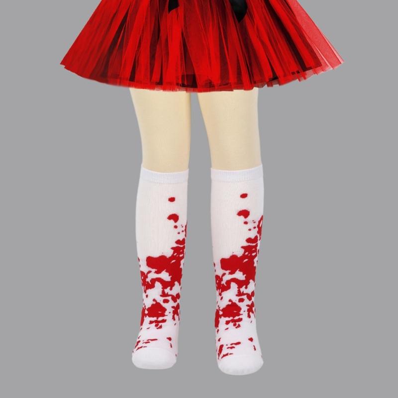 Halloween Bloody Stockings Thigh High Stocking Knee Highs Socks for Halloween Cosplay Party Printed Long Tube Socks