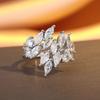 2026 High-end Wide-sided Zircon Leaf Opening Ring Light Luxury Niche Design Personality Temperament Cold Wind Fashion Ring