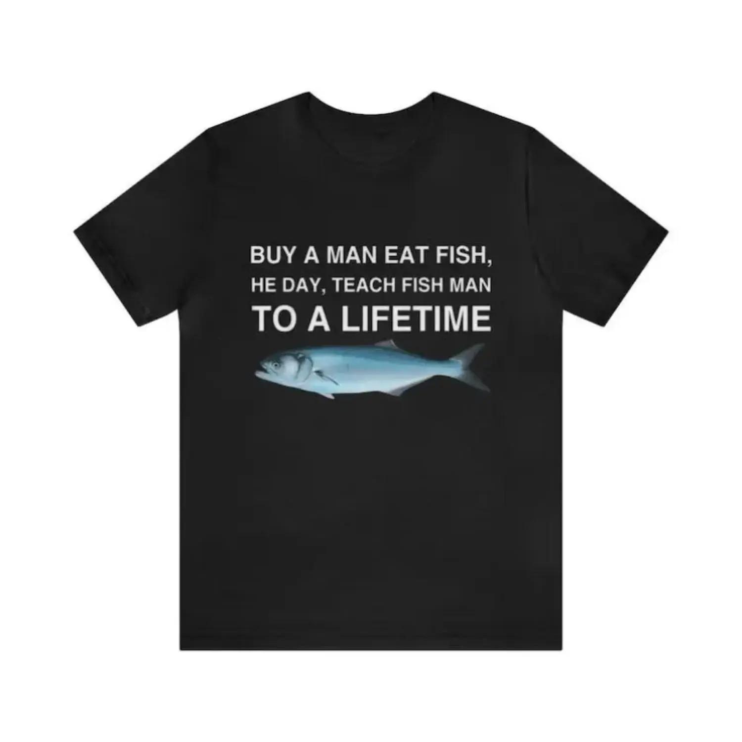 Humorous Fish Enthusiast Shirt Featuring Man Fish Motif Perfect Gag Gifts Meme S разноцветный