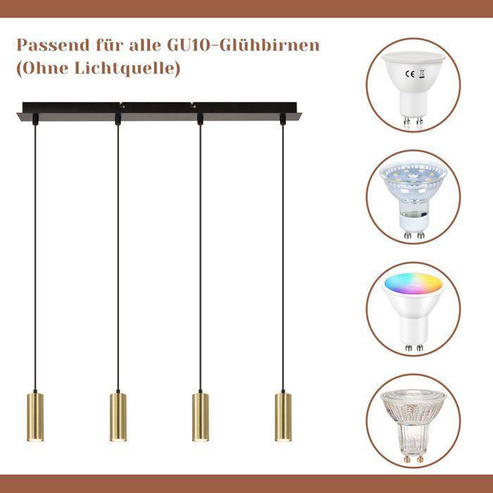 Lampe suspendue - NETTLIFE - Modèle 170x60 - 4x GU10 - Métal noir - Scandinave/Moderne