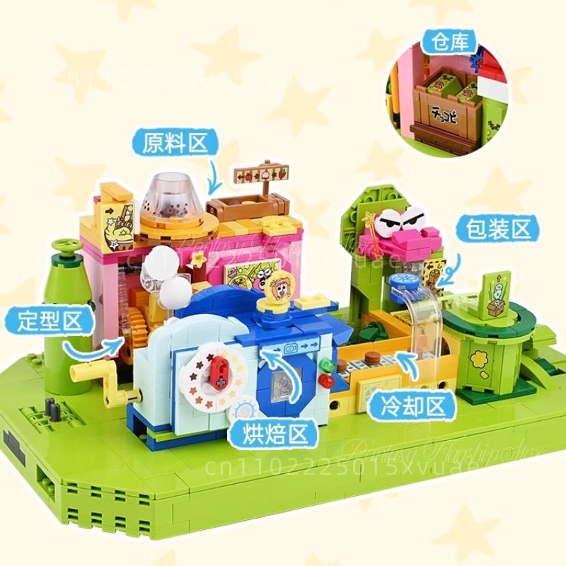 Latest Keeppley Crayon Shin Chan Series Construction Blocks Animation Crocodile Mountain Biscuit Factory Game Assembly Model Toy Gift