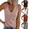 2023 Summer Women's Solid Color V-Neck Button Vest Sleeveless Top